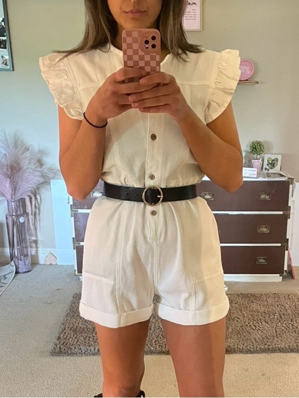 Wishlist Apparel White Utility Romper - Size S